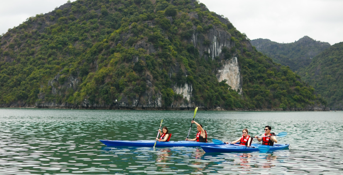 Kayaking in Halong Bay